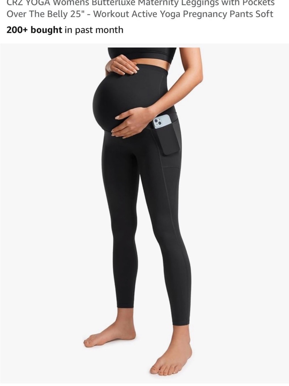 CRZ YOGA Black Butterluxe Maternity High-Waist Leggings with Side Pocket